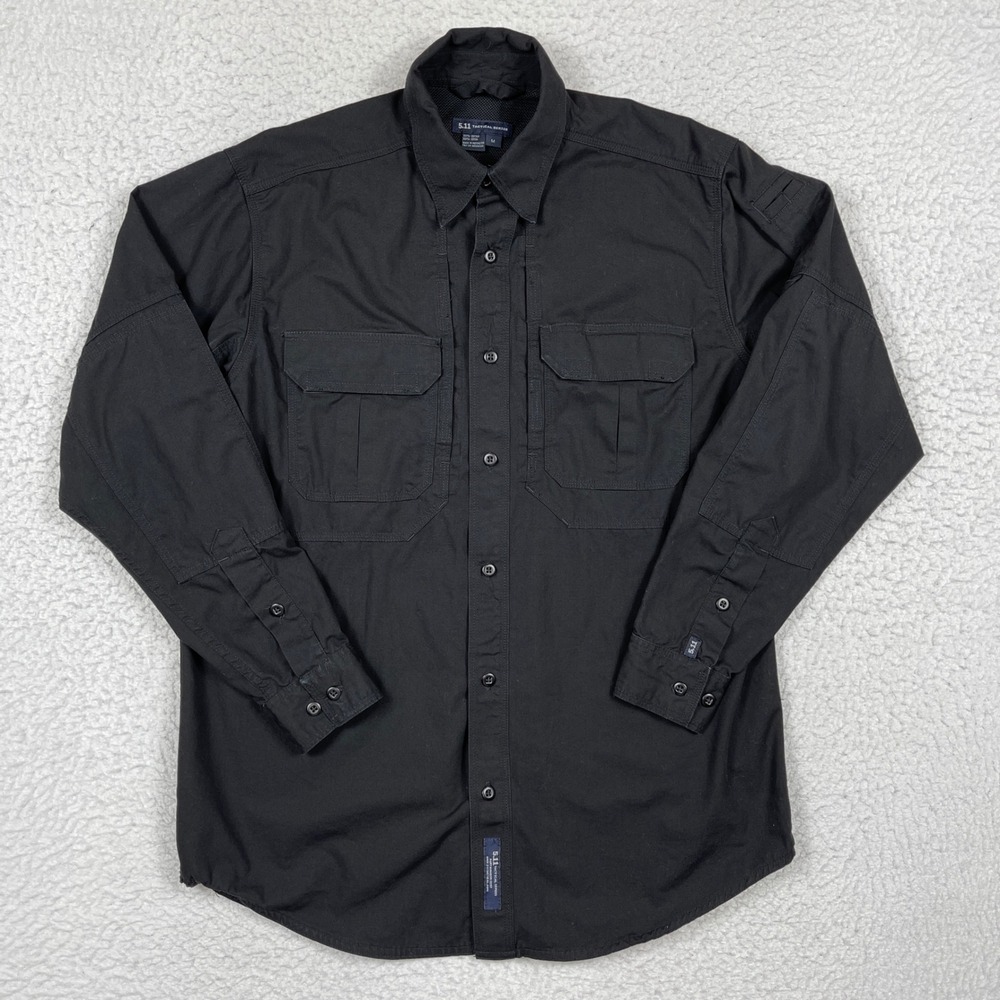 5.11 Tactical Shirt Mens M Black Cotton Vented Back Utility Heavy Duty Workwear